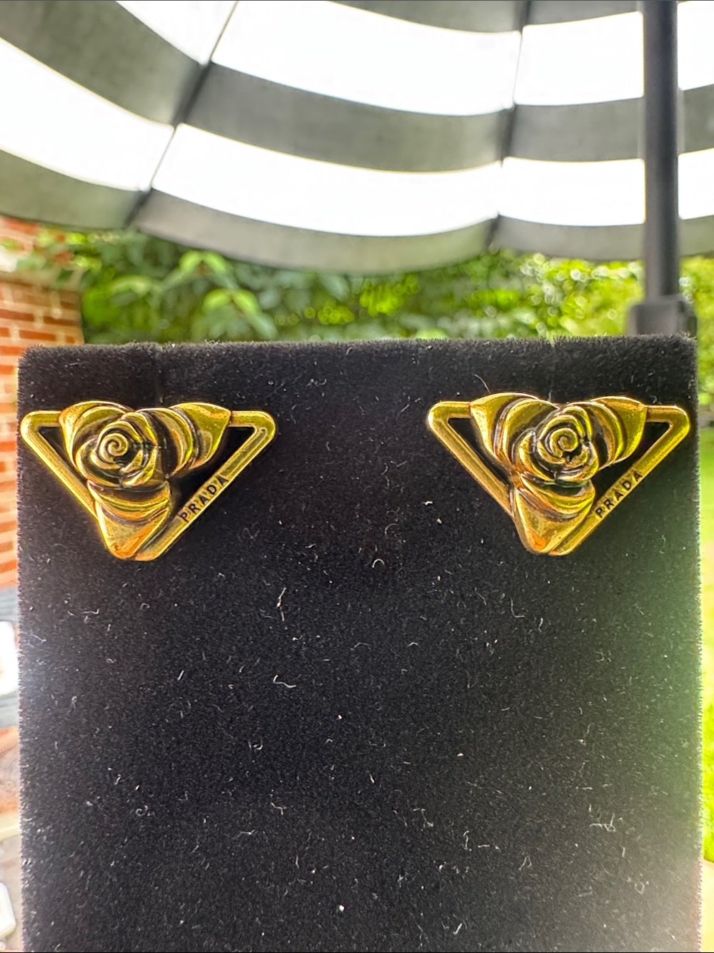 Earrings Rose Triangle Studs -